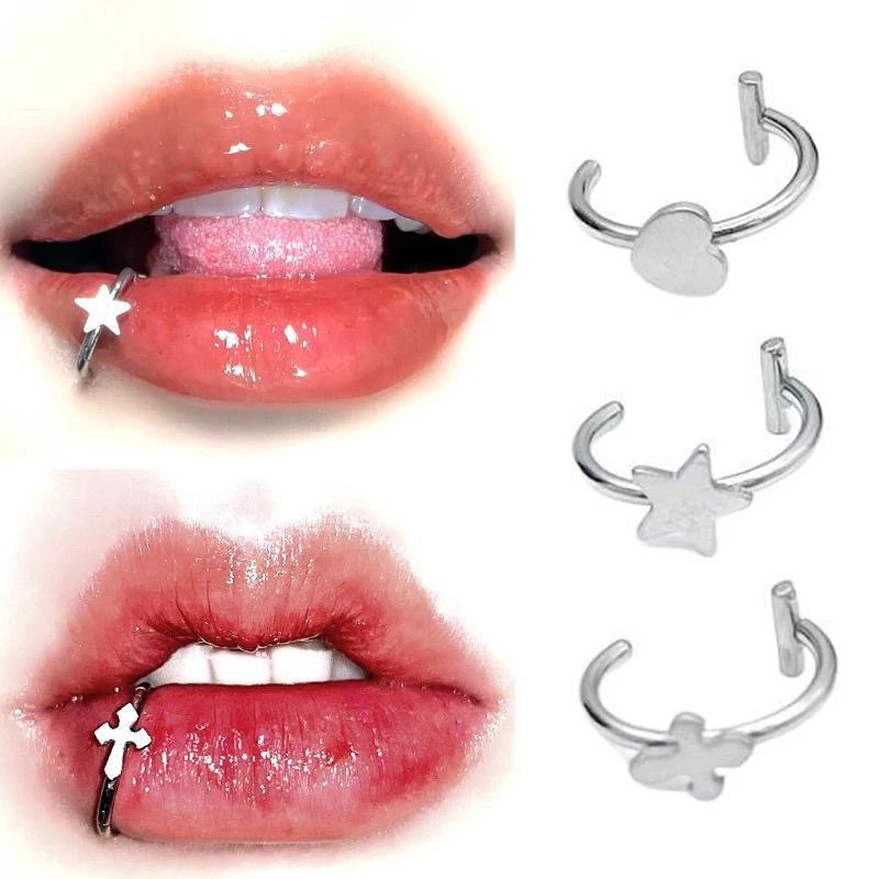 1Pc Stainless Steel Fake Nose Ring Hoop Septum Rings C Clip Lip Ring Earring Fake Nose Piercing Women Body Jewelry Non-Pierced