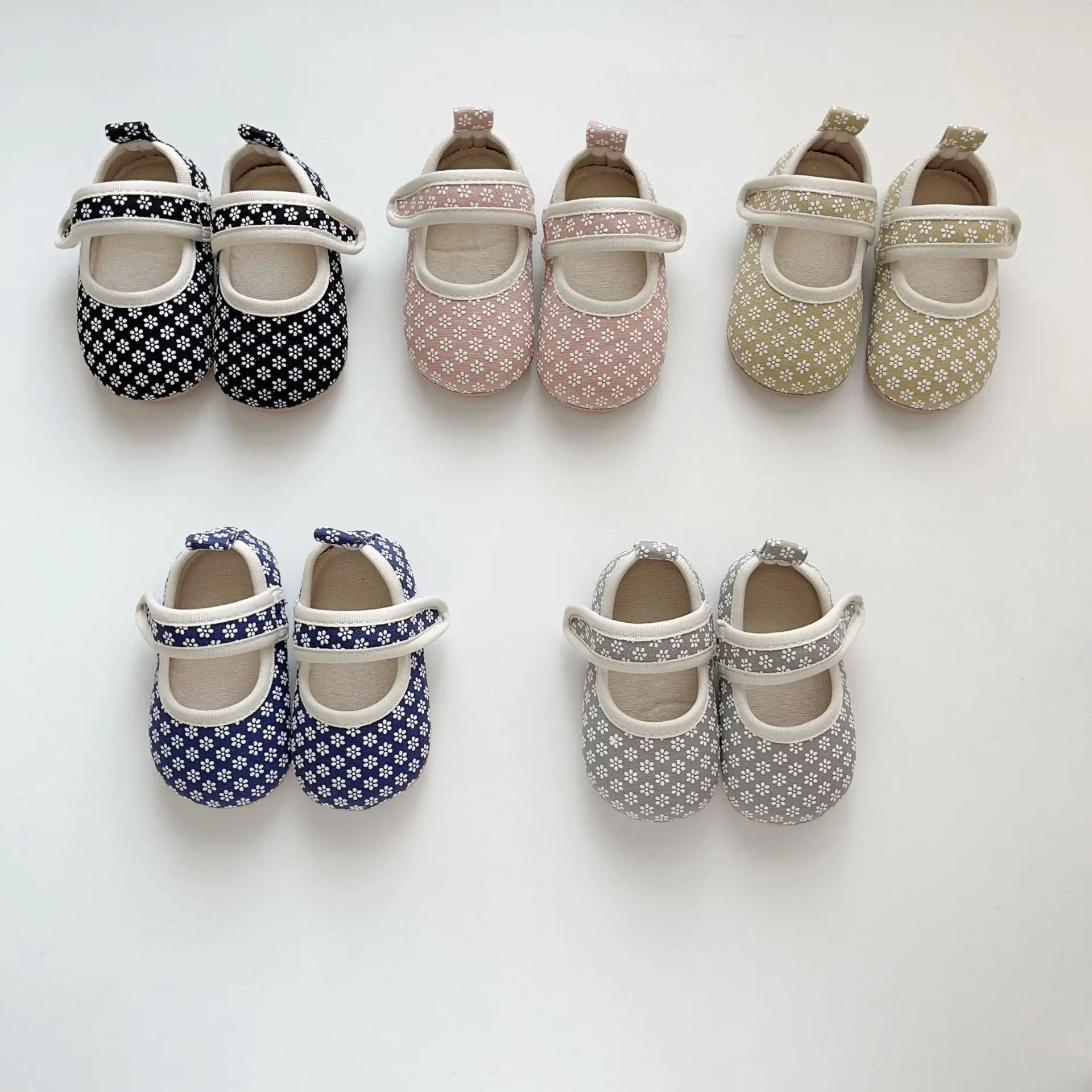 

2025 Fall Baby First Walkers Color Cotton Soft Sole Shoes Floral Pattern Non-Slip Velcro Sneakers Boys Girls 0-18 Months​