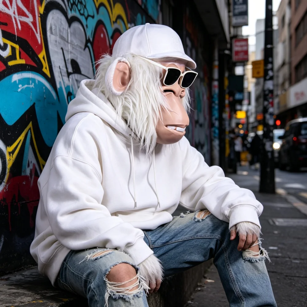 Novelty Cool Monkey Latex Mask with Cap and Sunglasses for Halloween Cosplay Themed Parties and Prank Events monkey animal props view 5