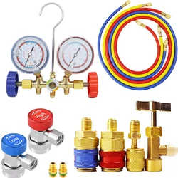 AC Diagnostic Manifold Freon Meter Set for R134A R12, R22, R404A, with Coupler, Car Air Conditioner Maintenance Kit