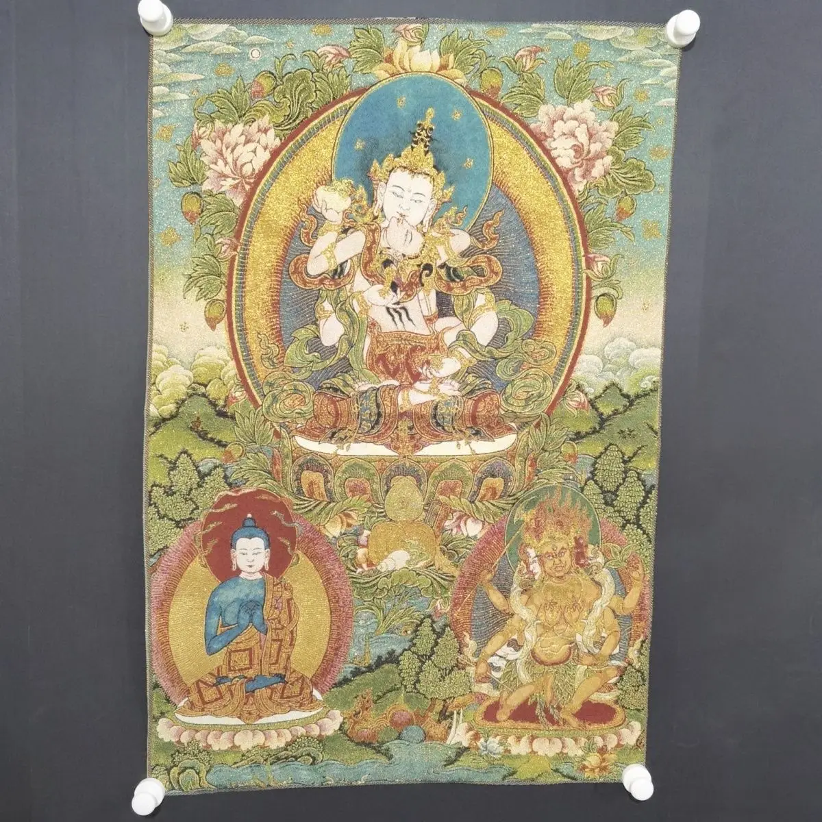 Vajrasattva Thangka Wall Hanging Tibetan Buddhism Dorje Sempa Consort Buddha Tapestry Meditation Altar Religious Decor