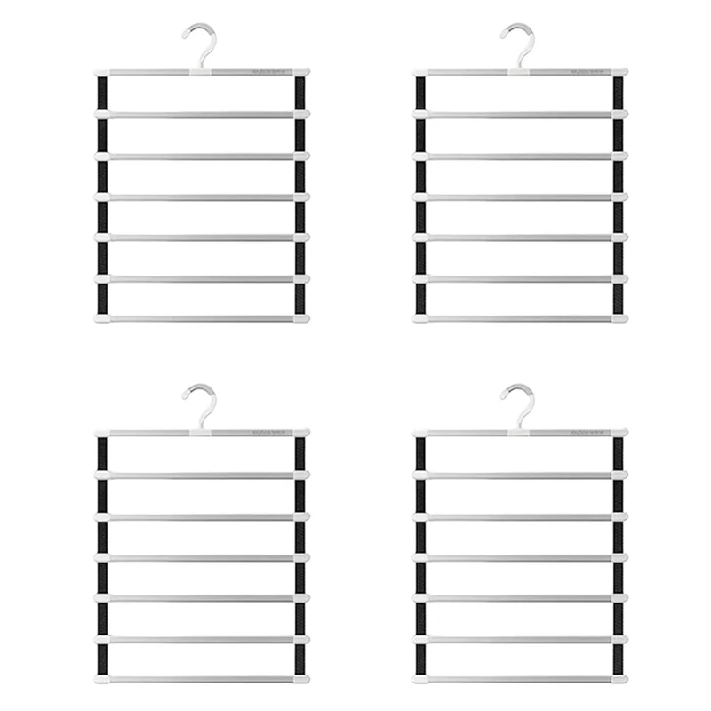 

ABSS-4X 6 Layers Pants Hangers Space Saving Trouser Racks Home Closet Wardrobe Multi Layer Pants Rack Clothing Storage