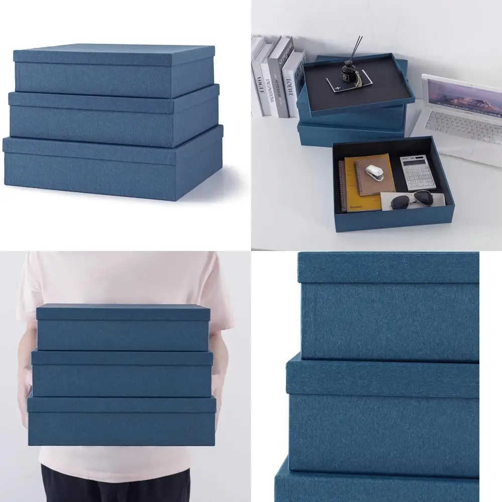 

Elegant Storage Boxes with Lids for Home, Keepsakes, and Photos - Decorative Paper Boxes Set for Stylish Organization