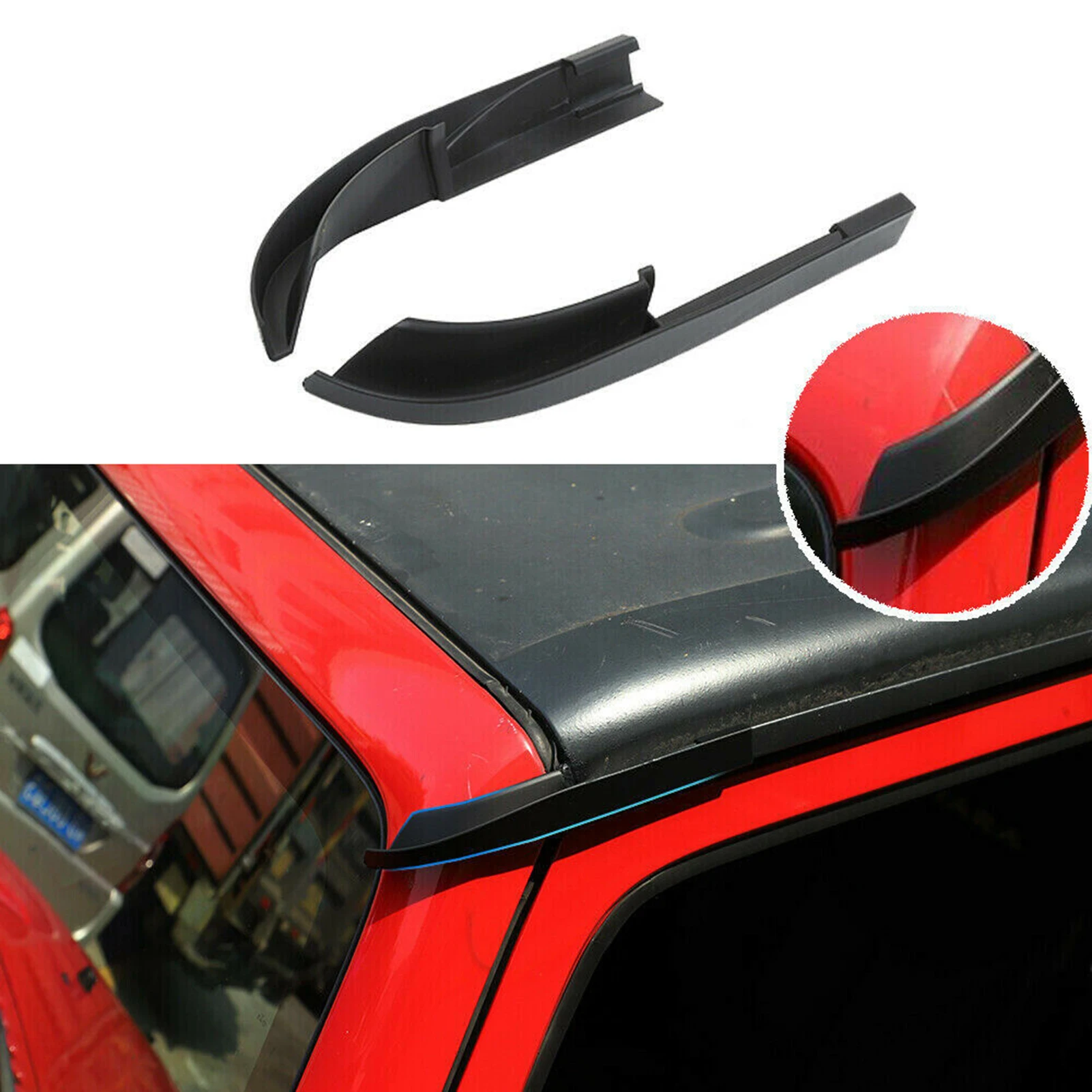 2PCS Car Top Roof Water Rain Gutter Extension Slot ForWrangler JK JKU 2007-2018 2/4 Door Auto Rainwater Diversion Channel