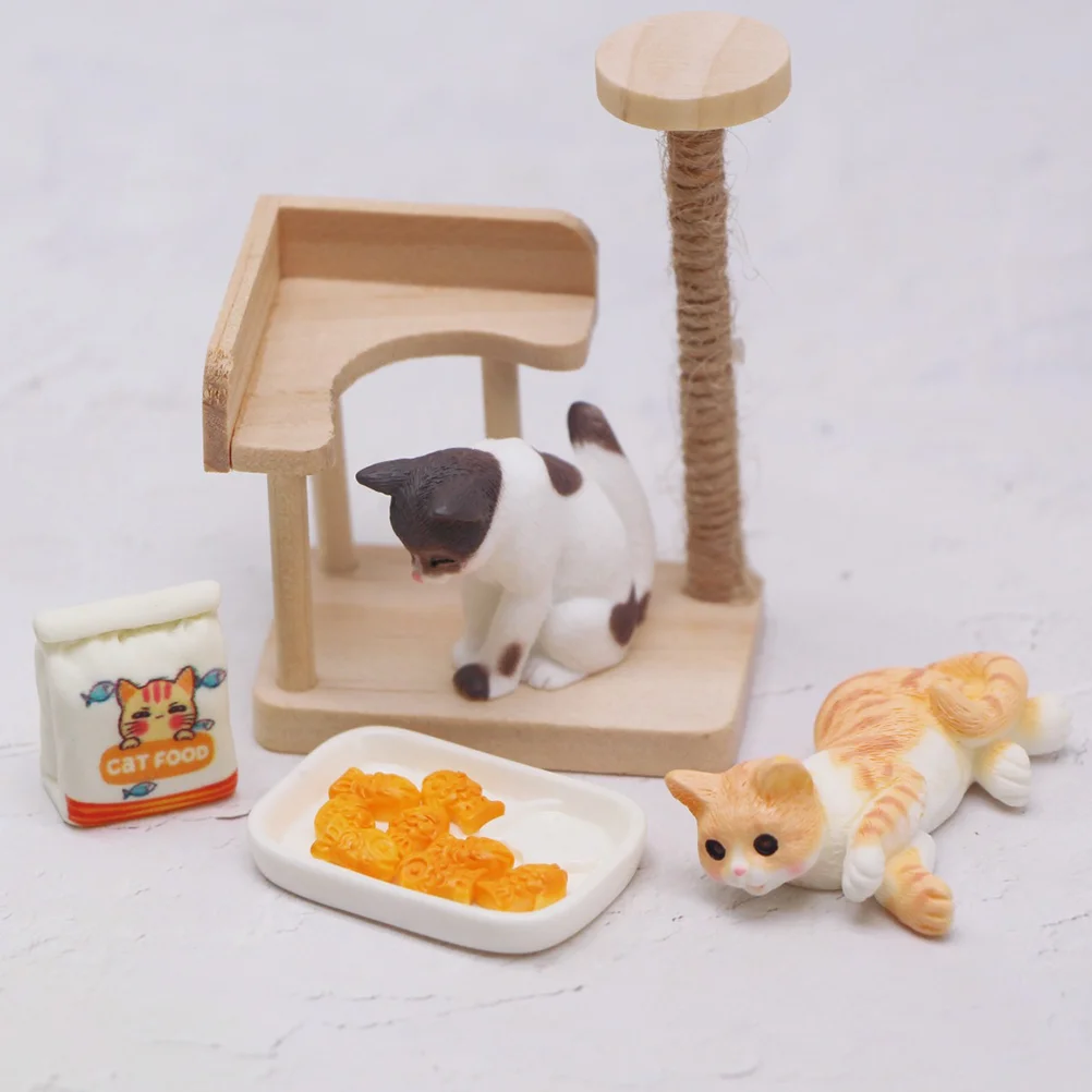 Cat Climbing Frame Miniature Model Toy Kitten Figurine House Tower Decor Furniture Tree And Toys