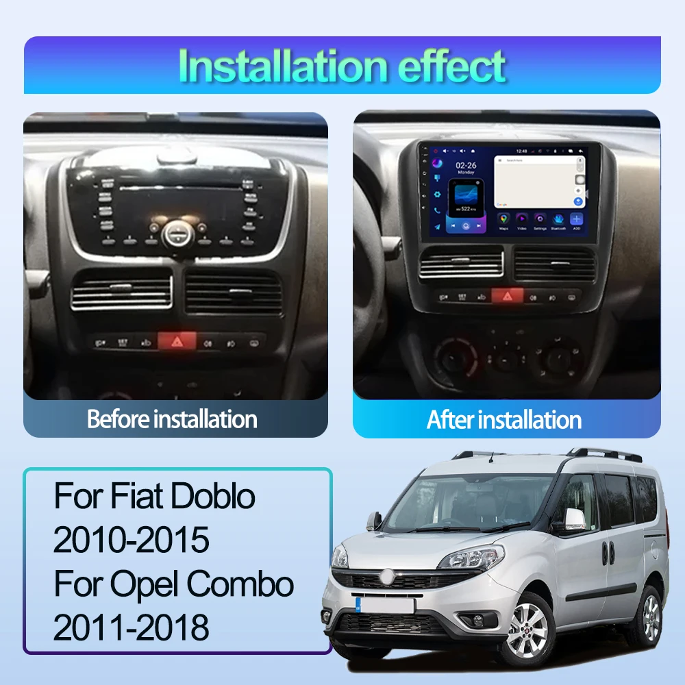 For Fiat Doblo 2010-2015 For Opel Combo 2011-2018 Android 13 Car Radio Multimedia Video Player Navigation GPS Head No 2Din 2 din