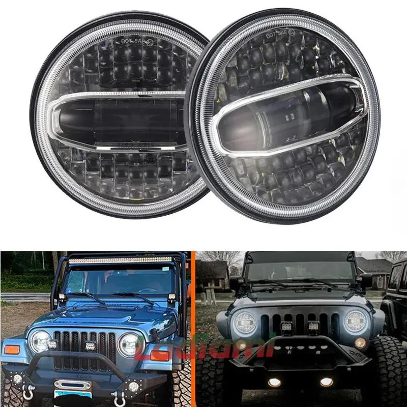 

7Inch LED Light Assembly Headlight DRL Hi/Lo Beam For Jeep Wrangler JK TJ LJ Lada Niva Land Rover Defender For Harley motorcycle