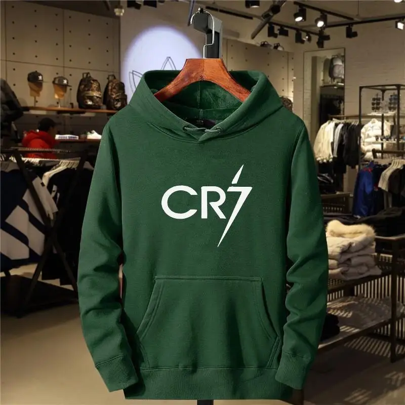 2024 Men\'s and Women\'s Casual Sports CR7 Printed Loose Fashion Casual Long sleeved Pullover Fleece Casual Sports Hoodie Top