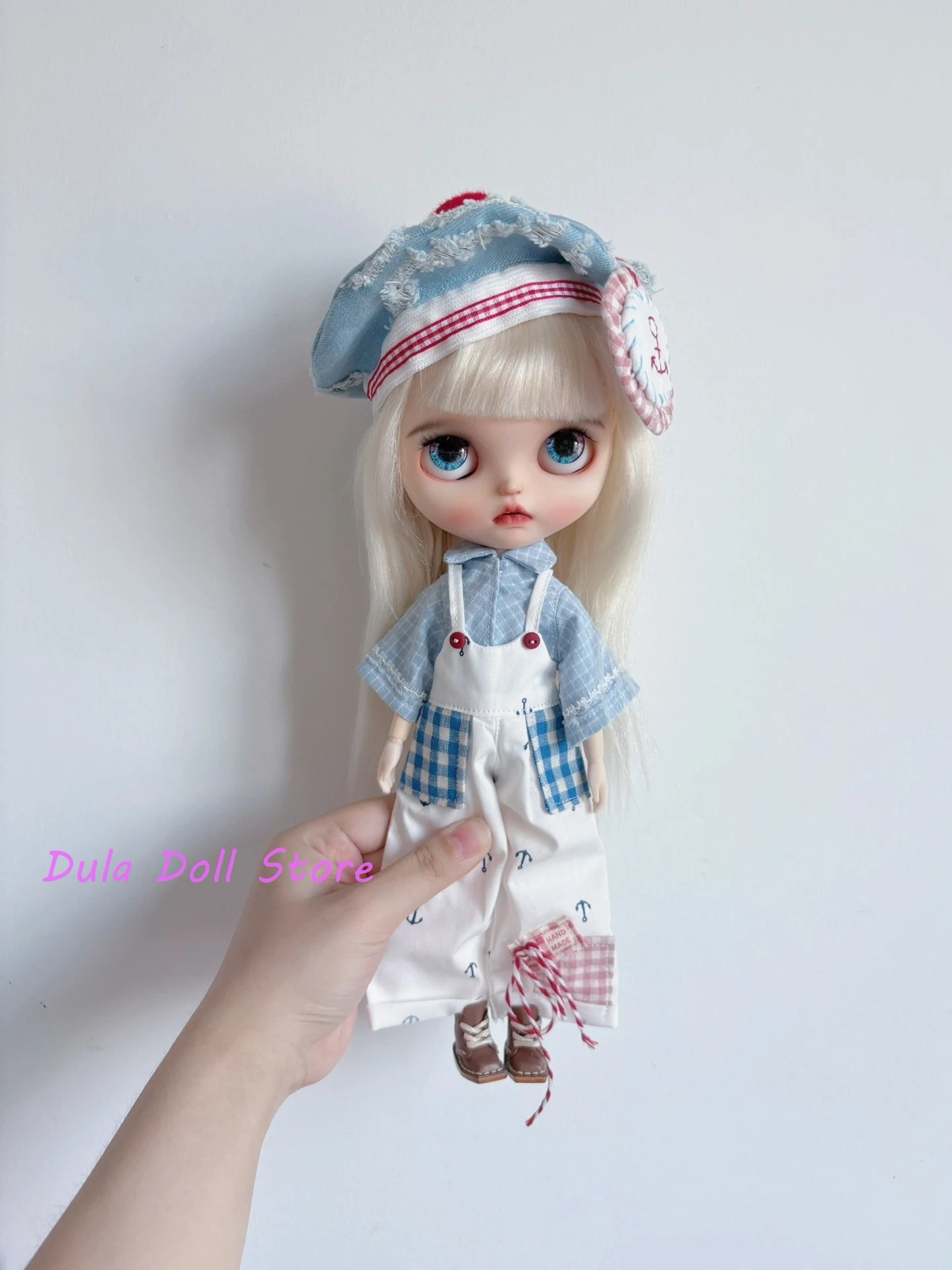 Dula Doll Clothes and dress Blue shirt white suspenders little sailor sui Blythe ob24 ob22 ICY JerryB 1/6  Doll Accessories