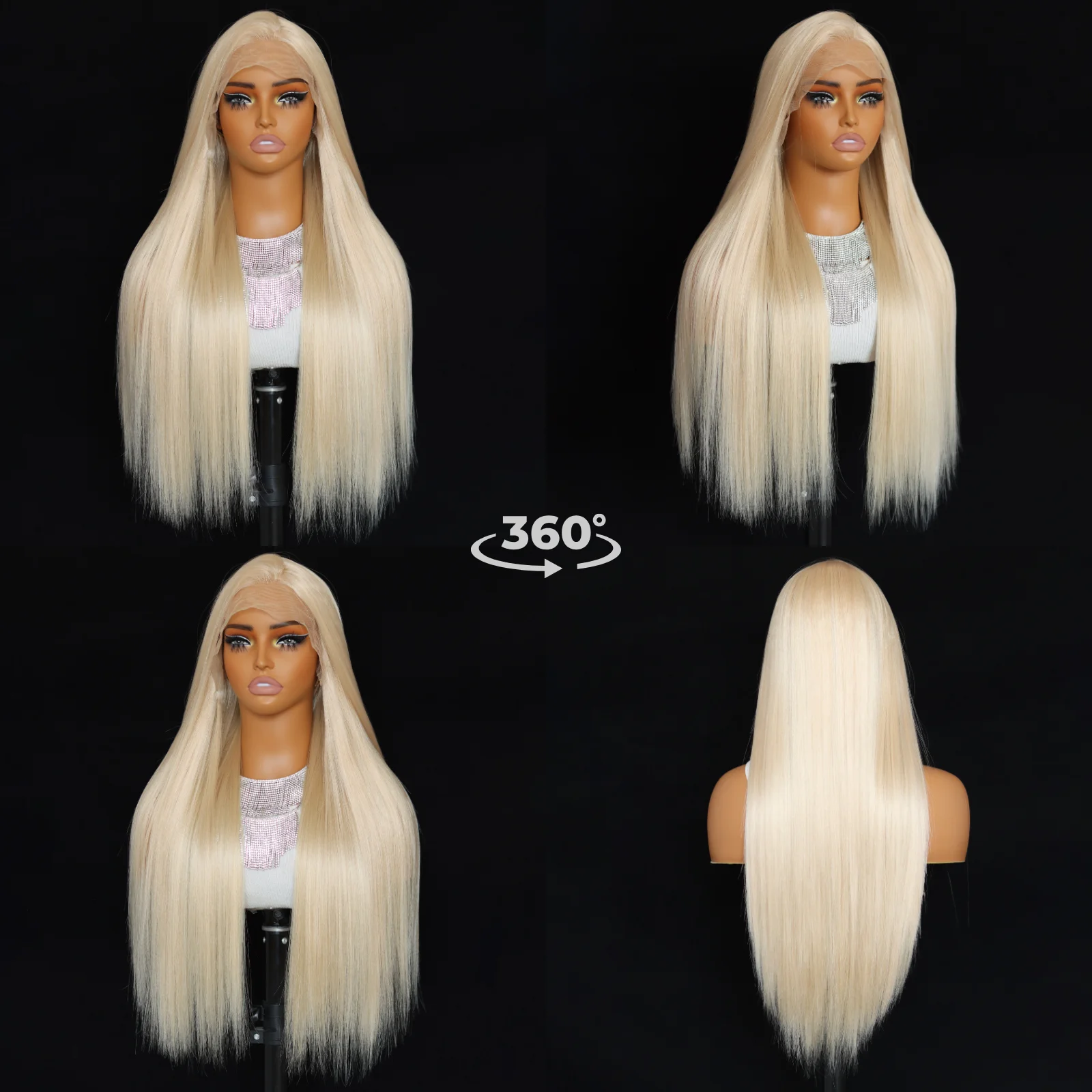 Light Gold13×4 Lace Frontal Wig Long Straight Lace Front Wigs Pre-plucked Heat-resistant Synthetic Fiber Wig For Daily Wear