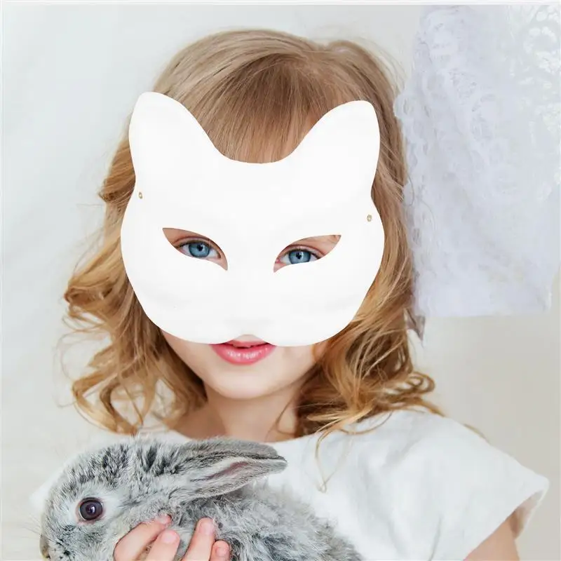 10pcs Halloween Fox Mask Fox Face Mask Animal Blank Mask Masquerade Cosplay Costume Props Paintable Blank Dress Up Party Masks