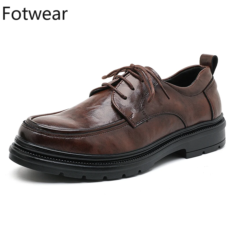 

Men Leather Dress Shoes Lace Up Comfortable Soft Men Oxfords Italian Design Wedding Formal Shoes Business Zapatos Hombre Brown