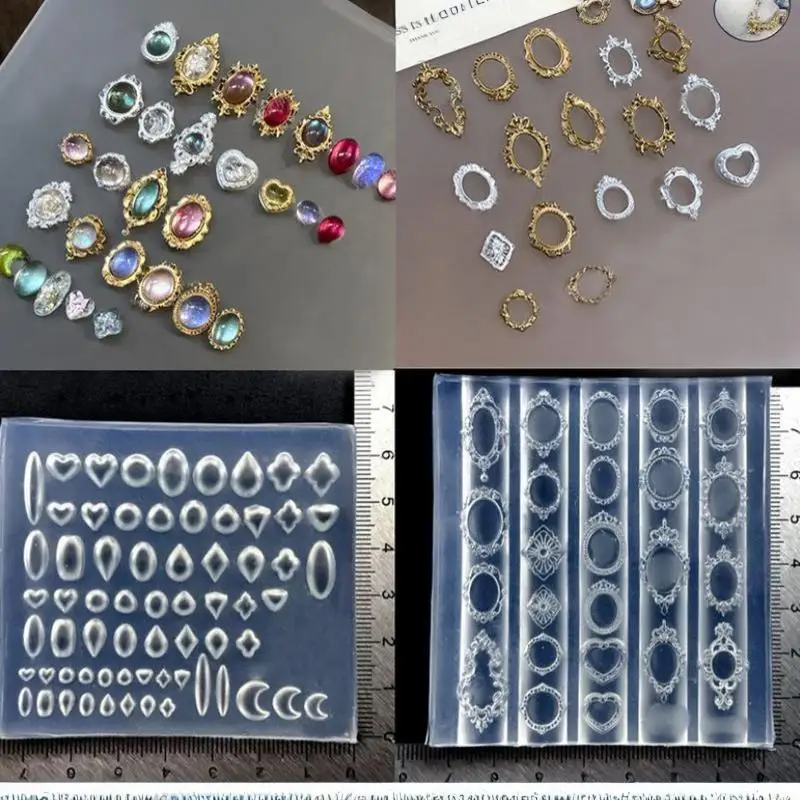 Vintage Gem Frame Silicone Molds Various Styles For Nail Art DIY Jewelry Crafts