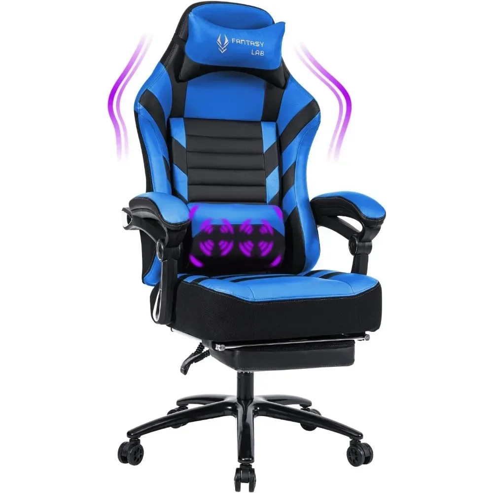 400LBS Gaming Chair with Footrest Massage Gaming Chair Memory Foam Adjustable Tilt Back Angle Gaming Chair