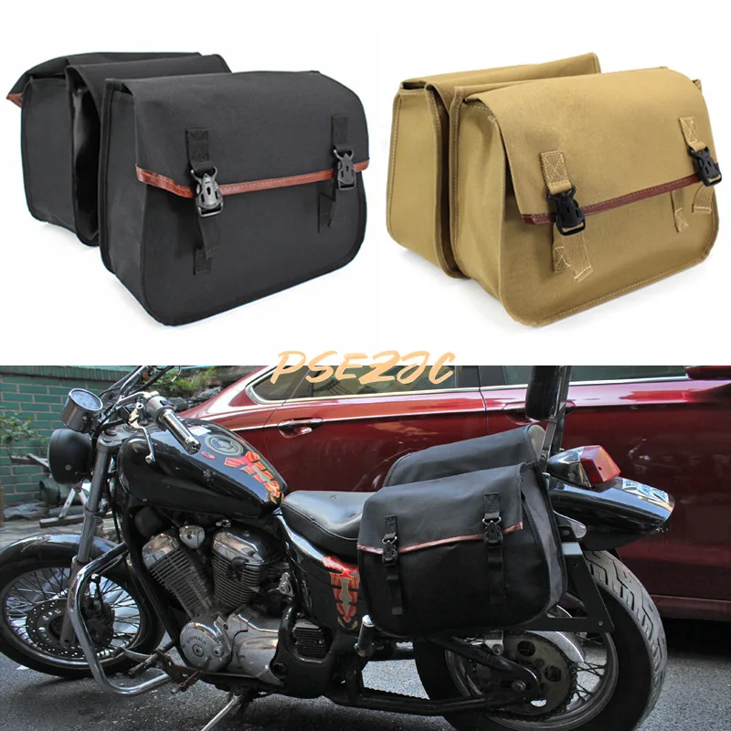 

Motorcycle Travel Backpack, Electric Vehicle Retro Canvas Edge Bag, Universal Cycling Debris Sorting Tool(Saddle Bags)