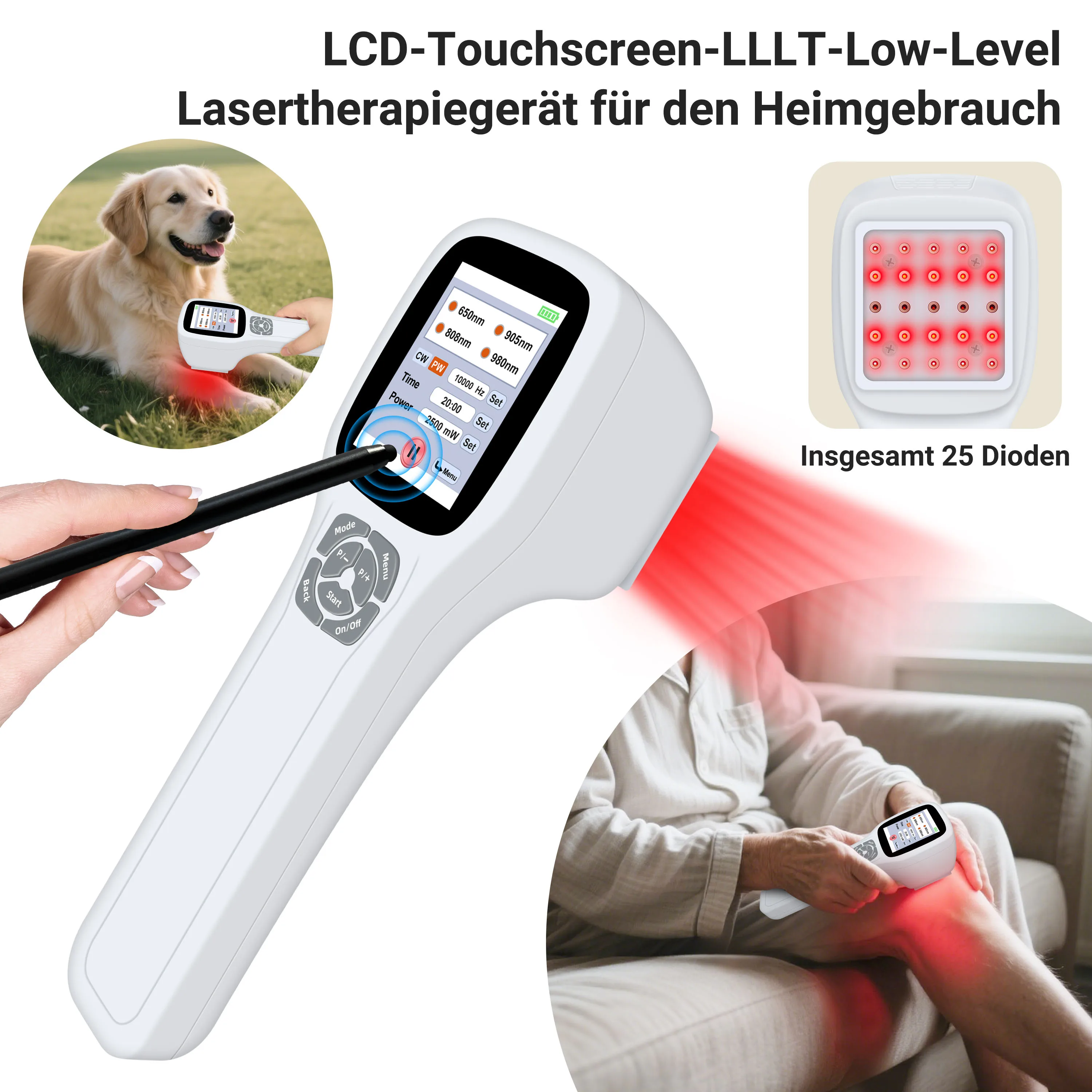 

Многофункциональный лазерный терапевтический аппарат с красным светом и сенсорным экраном, 2.5 Вт, для обезболивания, 650 нм + 808 нм + 905 нм + 980 нм, неинвазивный