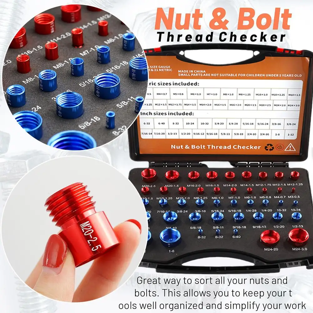 

44 Bolt Size and Thread Gauge Nut and Bolt Thread Checker & 21 23 Thread Inch Gauge Sizes Individually Metric Assembled I8Q2