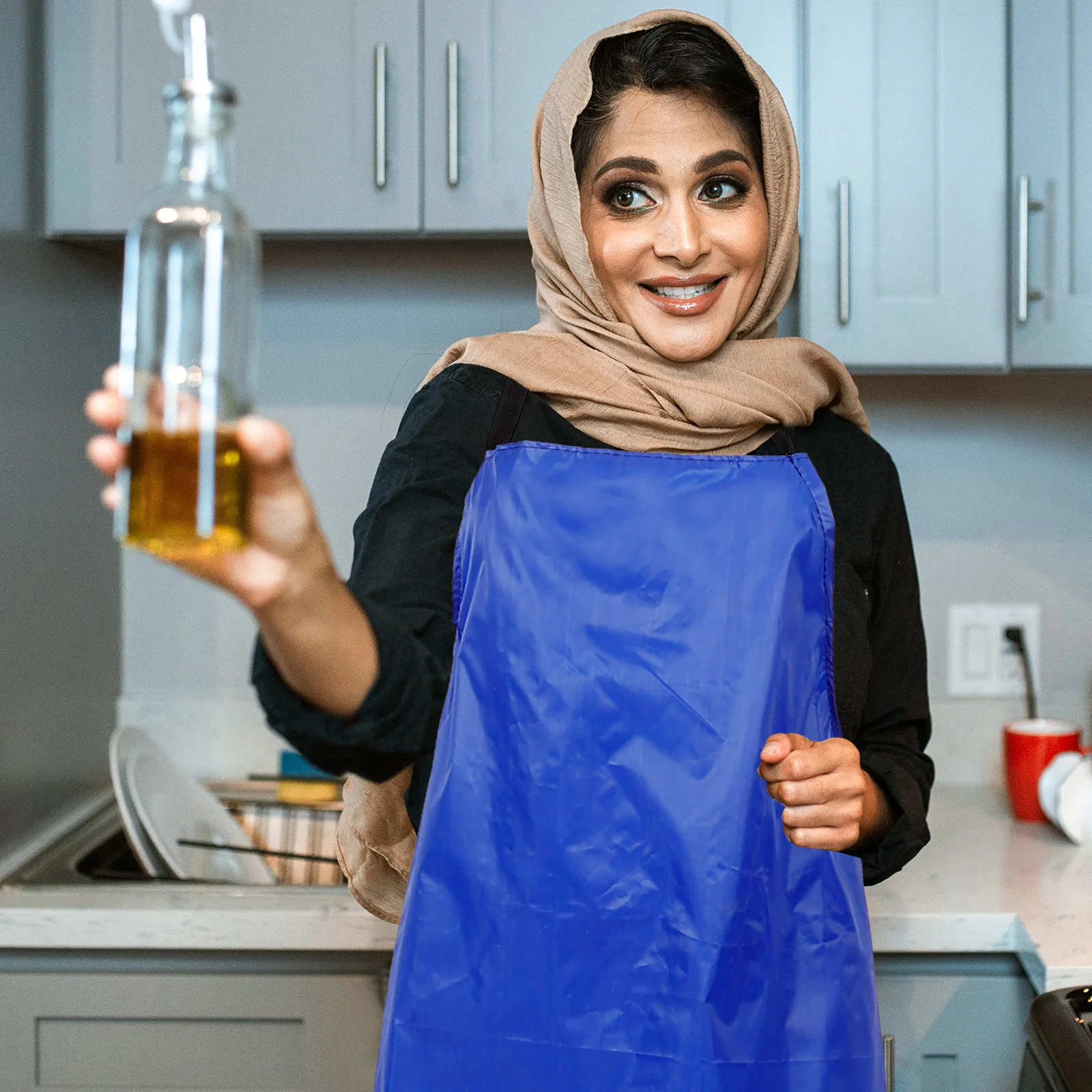 

Thicken Cleaning Apron Sleeves Polyester Waterproof Coated Fabric Kitchen Gadgets Large Blue No Pockets Suitable Canteen