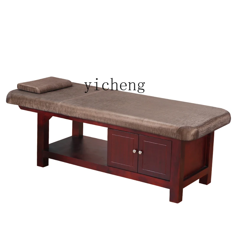 

TQH solid wood beauty bed beauty salon special household massage bed with hole pattern embroidery body bed