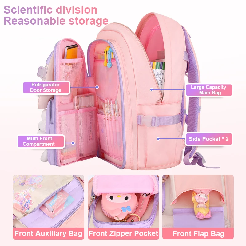 Sacs d\'école étanches pour filles, sac à dos pour enfants, protection du dos, léger, options de plusieurs tailles