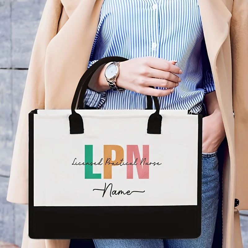 

Персонализированная сумка-тоут для медсестер, подарок для лицензированной практикующей медсестры, рабочая сумка для медсестер с индивидуальным именем