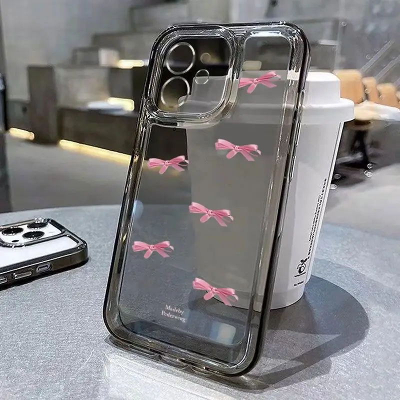 Pink Bow Soft Silicone Phone Case for iPhone 16 15 Pro Max 11 12 13 14 15 Pro XS XR 7 8 Plus Shockproof  Screen Protector Casing image 6