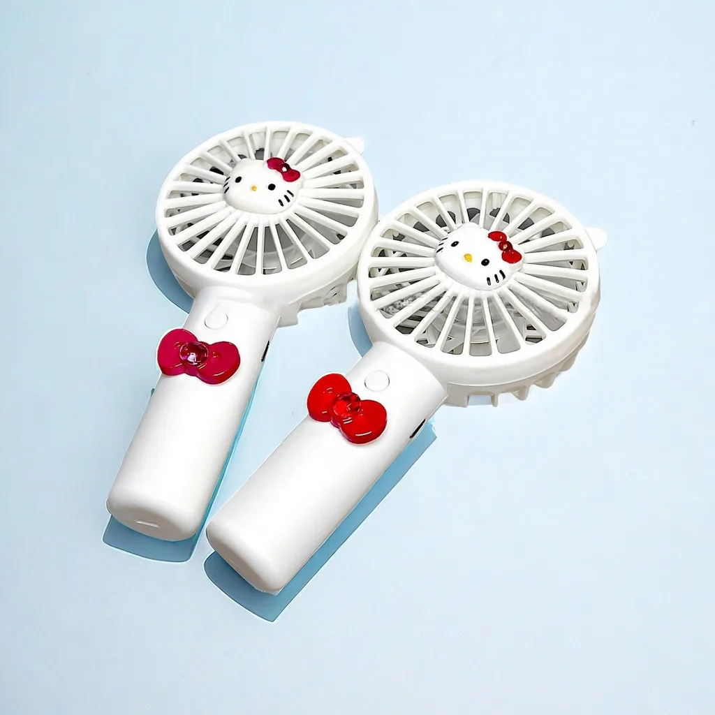 

HelloKitty Portable Fan Summer Flower Color Block Mini Handheld Small Fan Portable USB Chargeable Fan
