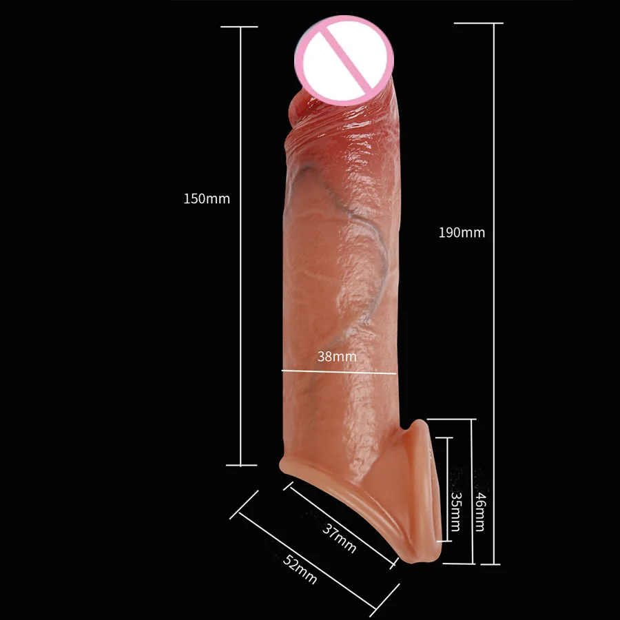 1Pc Realistic Penis Sleeve With Penis Ring Reusable Silicone Cock Ring Sex Toys For Male Artificial Dick Enlargement Products