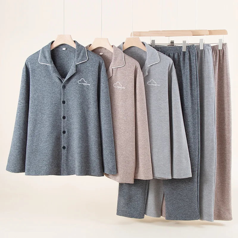 Pajama Men Clothing Sets Spring Autumn Winter Long-sleeved Shirt Trousers Suits Cloth German Fleece Pajamas Men Suit