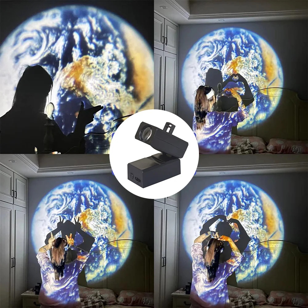 Planet Projection Lamp Moon Sun Earth Projection Lamp Halloween Atmosphere Background Lights Photography Props Party Decoration