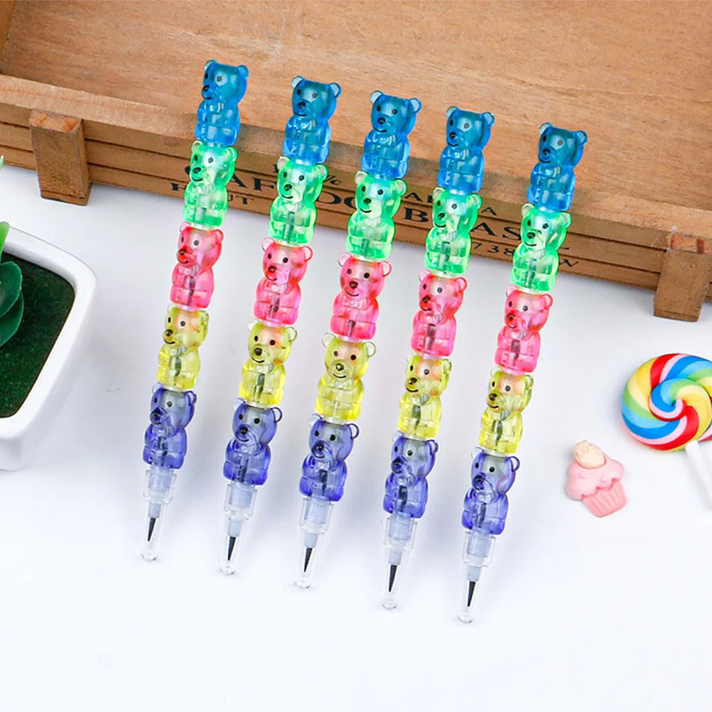 Cartoon Bear Pencil Birthday Pencils for Students Stacking Kids Handwriting School Stationary Painting