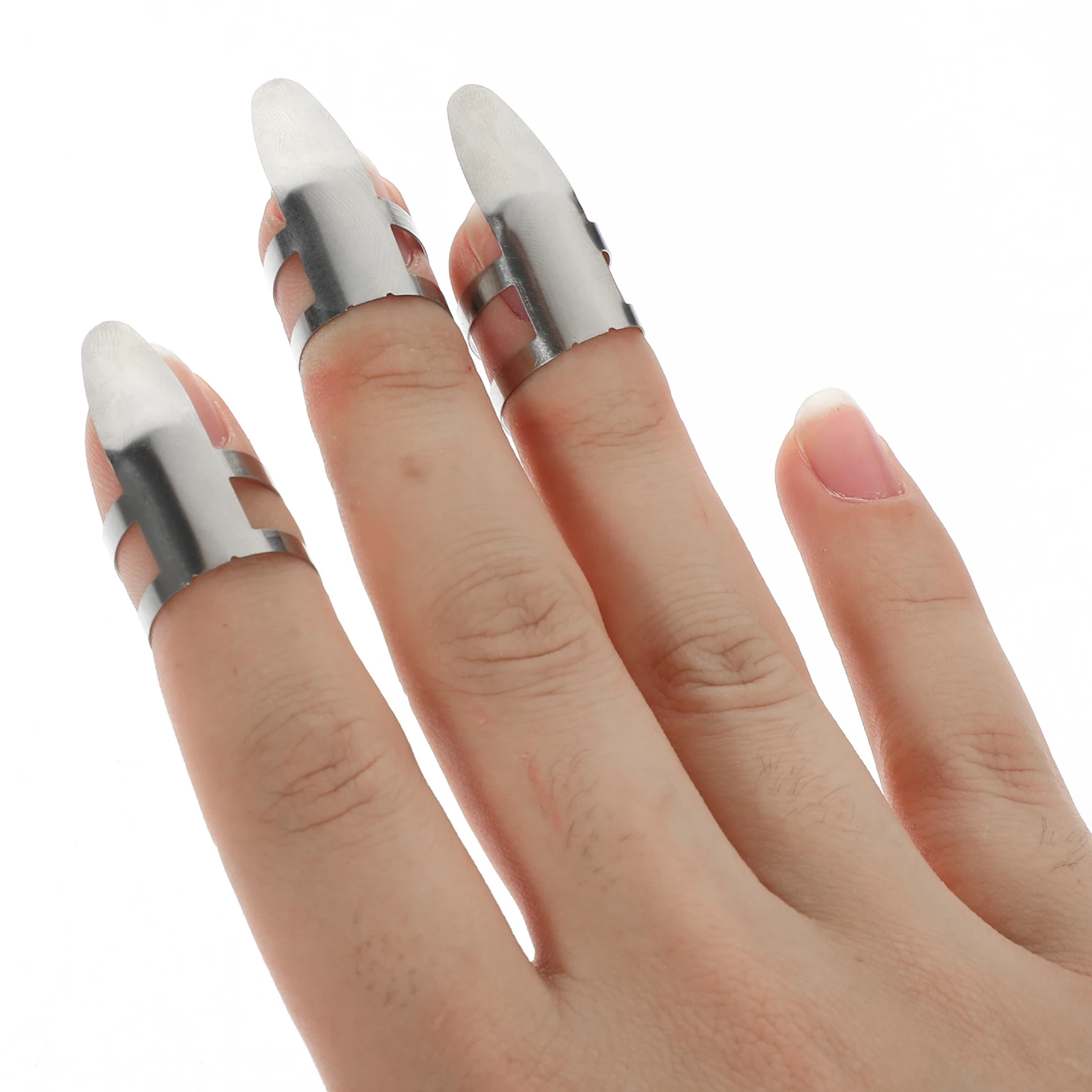 

6 Pcs Large Hole Finger Pick Guitar Electric Picks Multifunction Stainless Steel for Acoustic