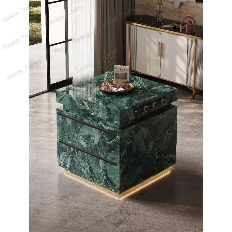 Island cabinet household light luxury rock slab kitchen dining room small narrow guide multi-functional tea table locker