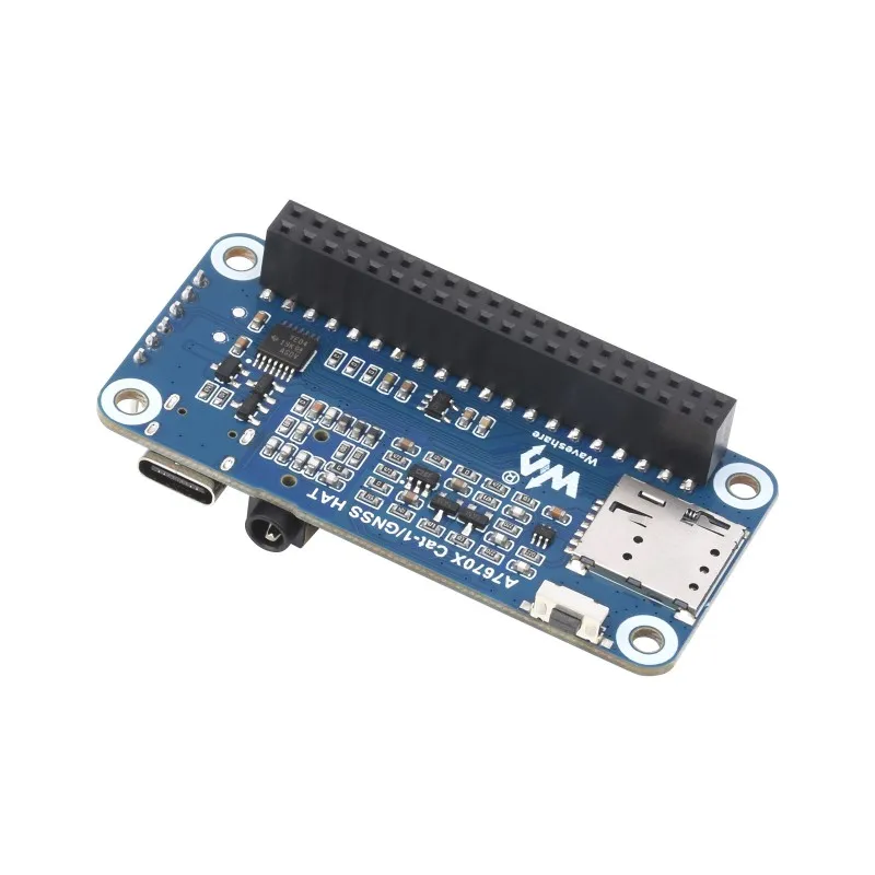 Waveshare Cat-1/GSM/GPRS/GNSS HAT for Raspberry Pi, Based On A7670E module, LTE Cat-1 / 2G support, GNSS positioning