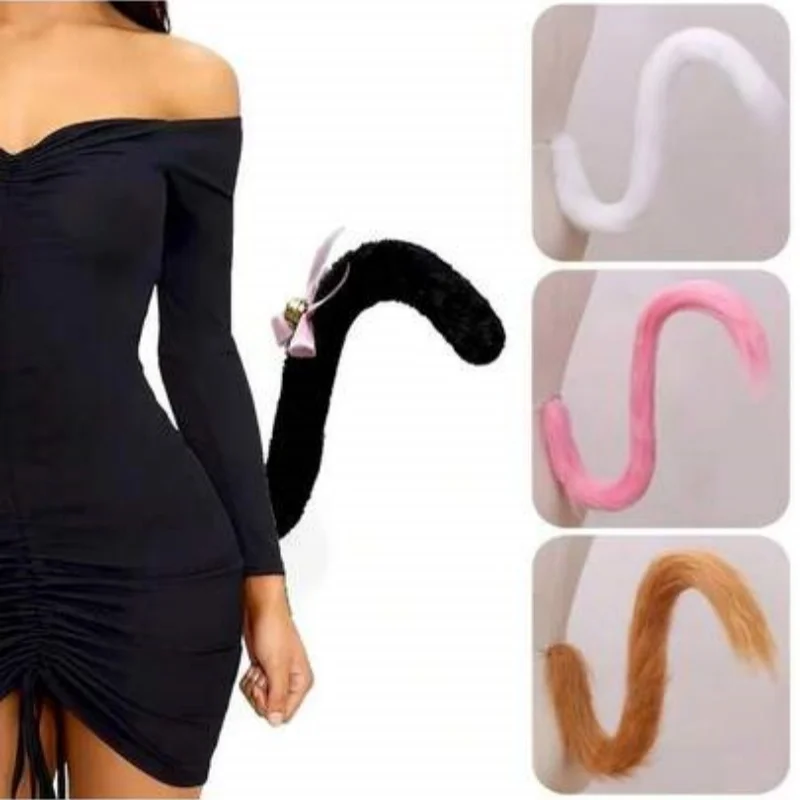 Plush Cat Tail Cosplay Prop, Halloween Animal Theme Party Dress‑up Accessory for Stage Performance Carnival Club Decoration