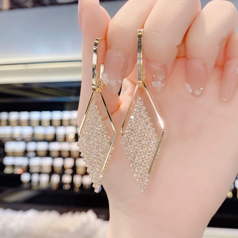 

Exquisite 925 Silver Needle 14k Gold Plated sparkling Zircon Tassel Pendant Earrings For Women Wedding Elegant Fine Jewelry