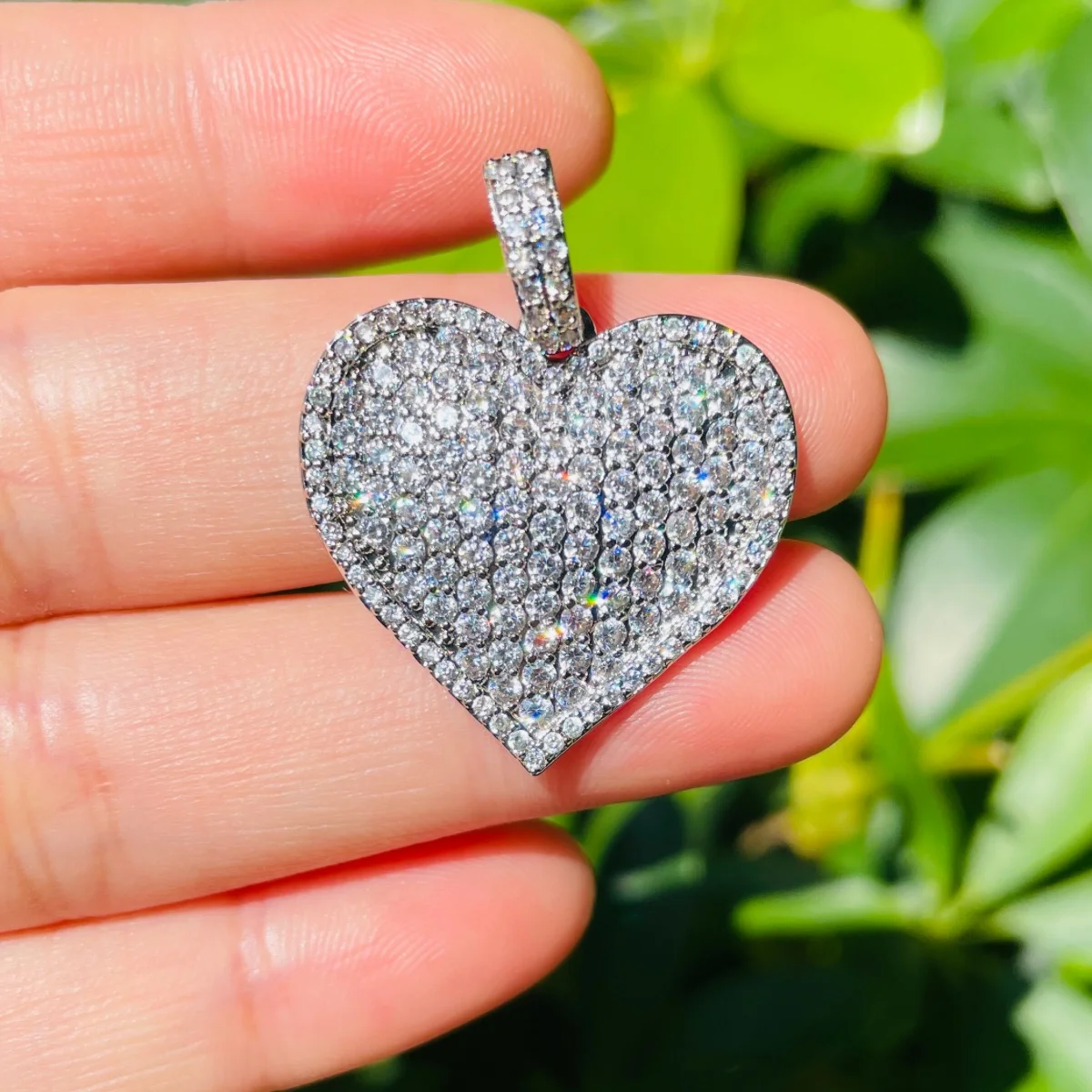5pcs Zirconia Pave Heart Charm Bling Pendant for Women Bracelet Design Girl Necklace Bangle Making Handcrafted Jewelry Findings