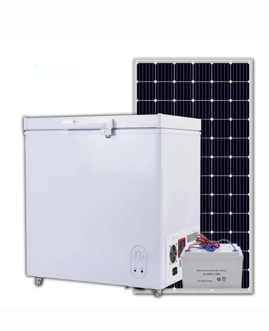 Refrigerador solar barato de la mejor calidad, refrigerador de CA CC con congelador solar, refrigerador pequeño y portátil de 12V, 24V, 220V