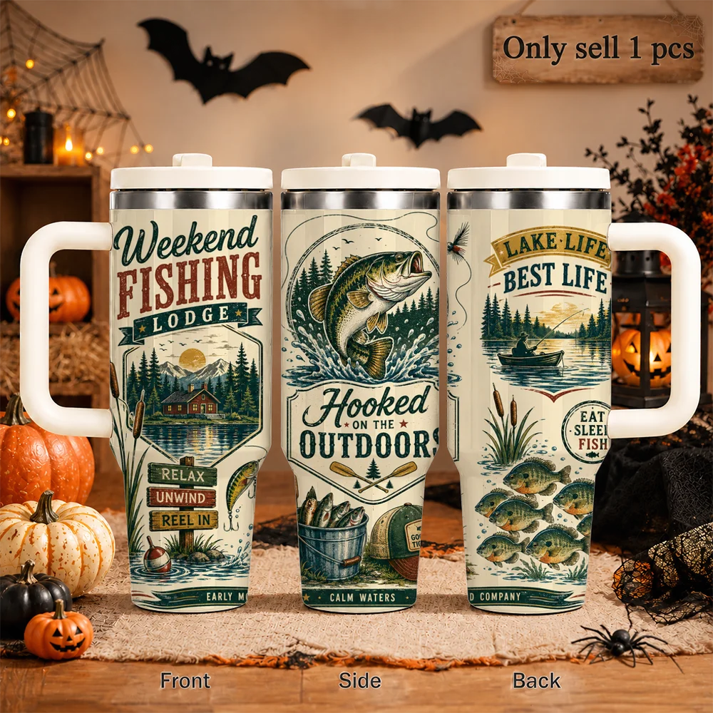 Cute Spooky Ghost Vacuum Flasks 40oz Large Capacity Stainless Steel Tumbler with Handle Straw Lid Insulated Travel Mug Cup