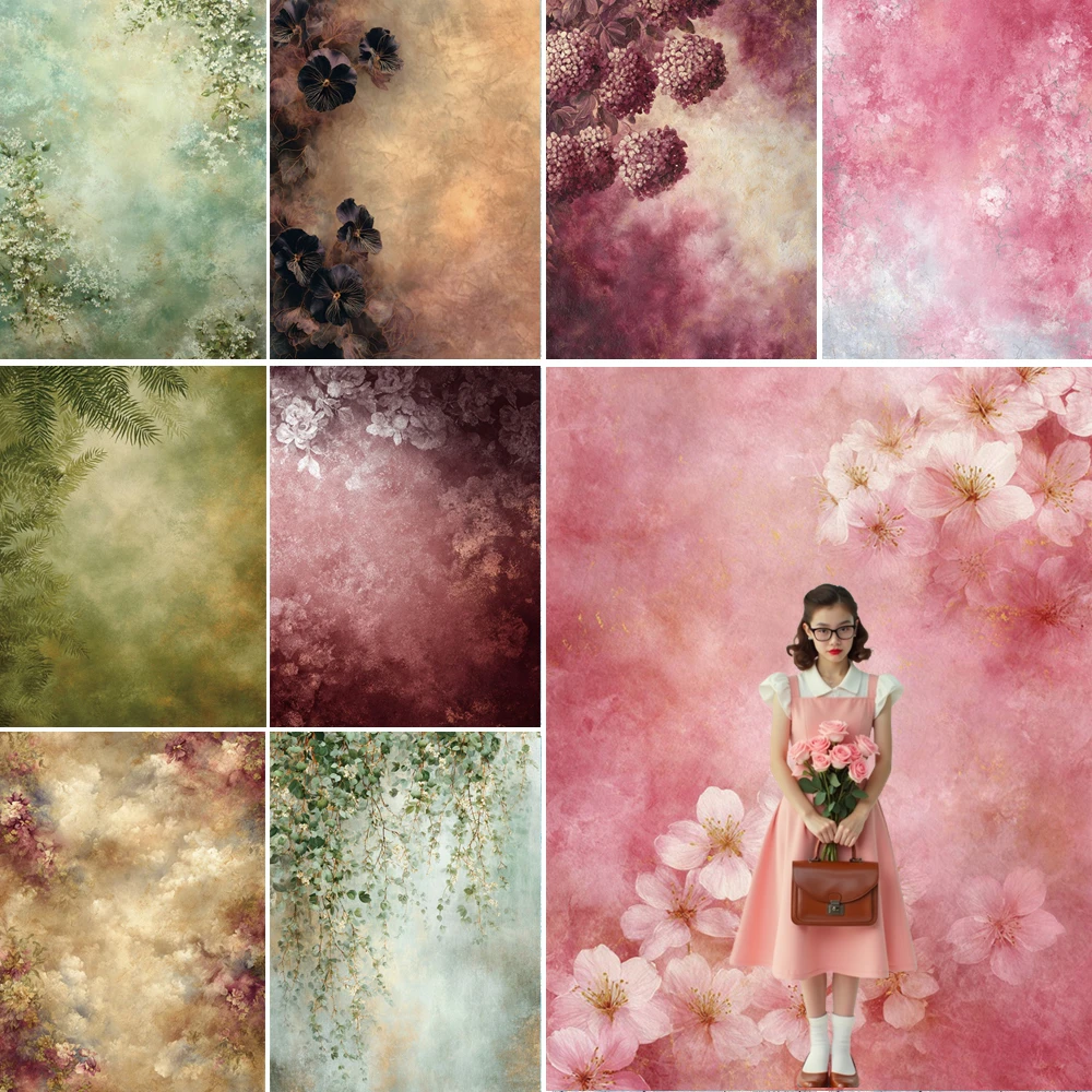 

MOON.QG Vintage Textured Floral Gradient Solid Color Background Backdrop Child Wedding Photocall Photozone Studio Wallpaper