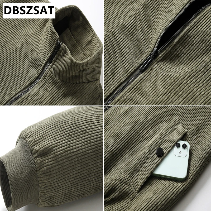 2023 Winter Men\'s Corduroy Jackets Casual Male Outwear Thick Velvet Windbreaker Jackets Mens Fleece Warm Jacket Brand Clothing