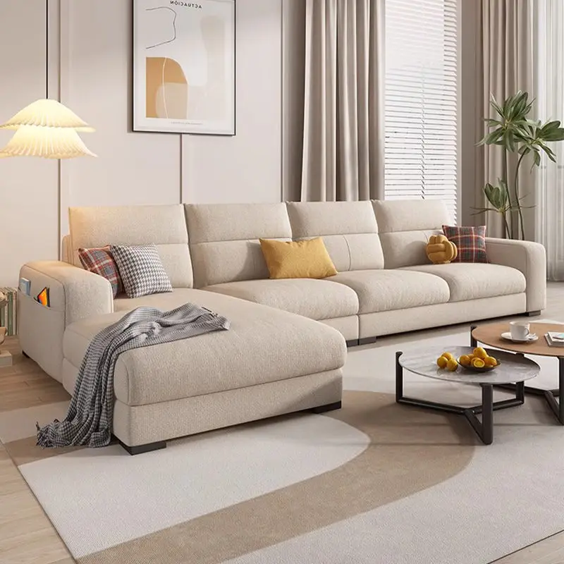 Nordic fabric sofa living room latex straight row princess sofa