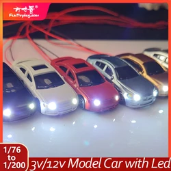 2/4/10Pcs 3v/12V Model Car with Led Plastic model Vehicle HO N Scale Train Layout railway railroad Layout 1:75 1:87 1:150 1:200