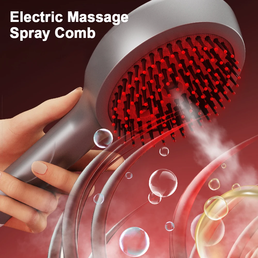 Electric Spray Massage Comb Red Light Therapy Scalp Massager Brush Anti Hair Loss Liquid Oil Applicator Hair Follicle Comb