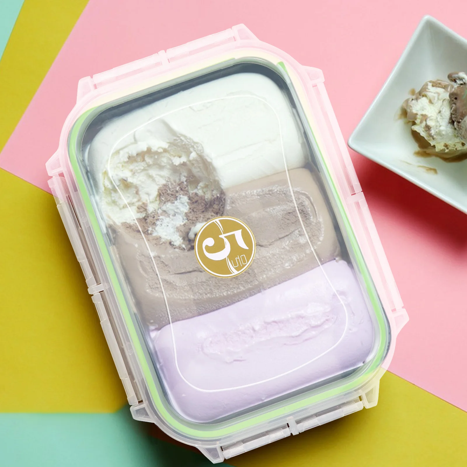 

2Pcs Plastic Ice Cream Container Lid 25 X 17.5 Cm Reusable Freezer-Safe Bento Case Cover for Food Storage Tub Kitchen Homemade