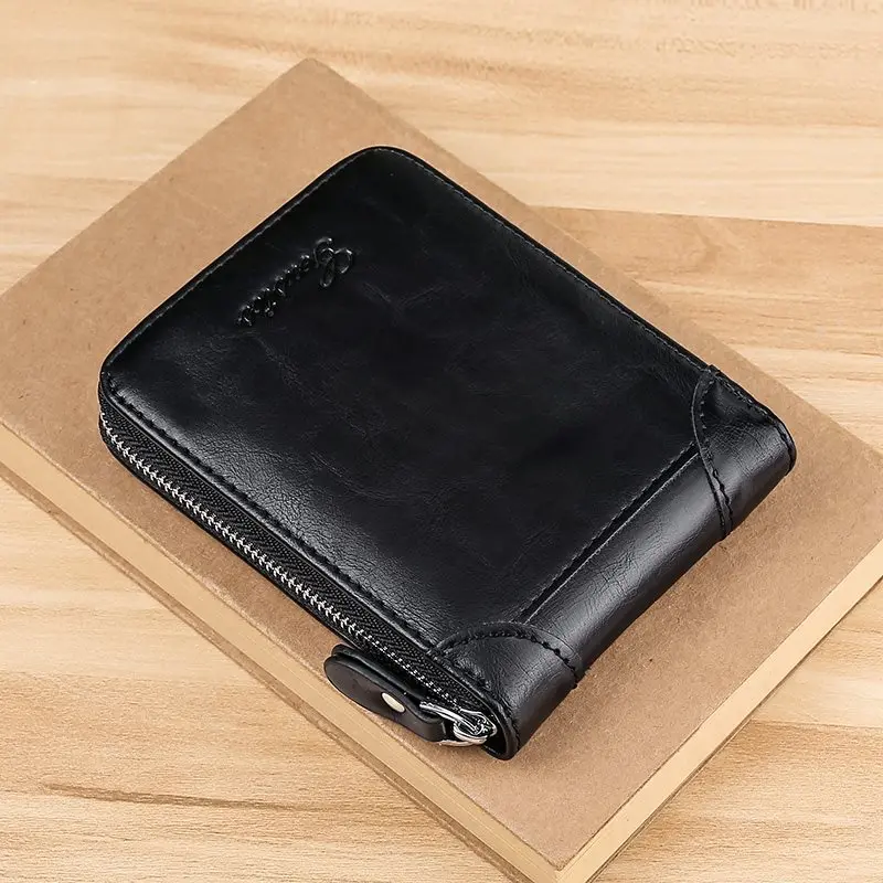 Men's Leather Wallet Casual Zipper Wallets Card Holder Male Synthetic PU Purse Coin Purse Personalized Wallet Men Leather