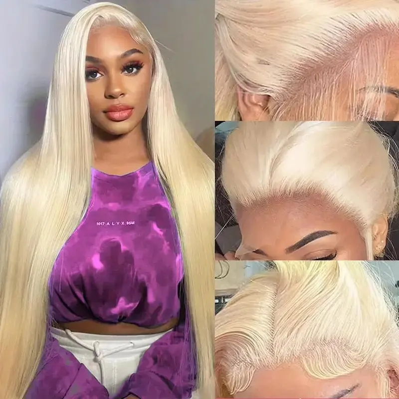 180 Density 36 Inches 613 Blonde 13x6 HD Lace Frontal Wig 13x4 Front Straight Preplucked Brazilian For Women Human Hair Wigs