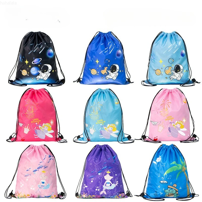 Детская сумка для плавания, водонепроницаемая пляжная сумка, милый рюкзак с героями мультфильмов, ткань Оксфорд, рюкзак на шнурке, спортивная сумка, спортивные сумки, морские сумки