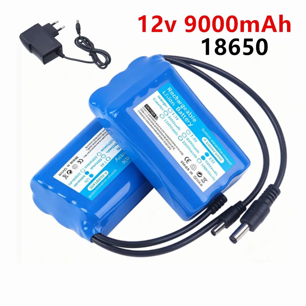 3s3p 12V 9Ah battery pack 18650 lithium ion 12V 9000mAh DC12.6V super large capacity rechargeable battery with BMS + charger
