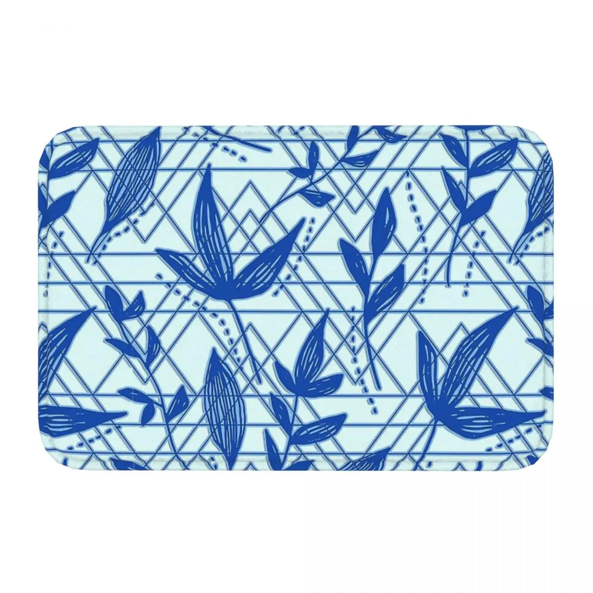 CUTE COOL BLUE SHAPE LEAF SEAMLESS PATTERN Bathroom Non-Slip Carpet Geometric Patterns Bedroom Mat Welcome Doormat Floor Rug